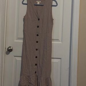 Monteau Sleeveless Button-Down Brown Dress